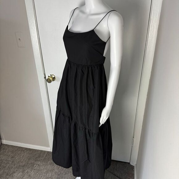 Commense‎ Boho Pleated Solid Black Backless Tiered Evening Cocktail Maxi Dress S - Picture 15 of 17